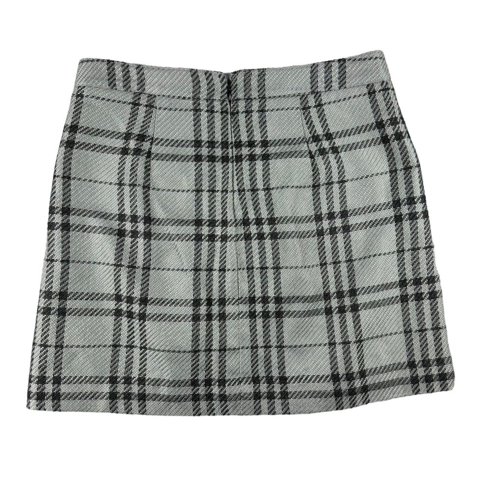 J. Crew Skirt Women's 8 Gray Black A-Line Plaid Pockets Knee Length Lined Zip